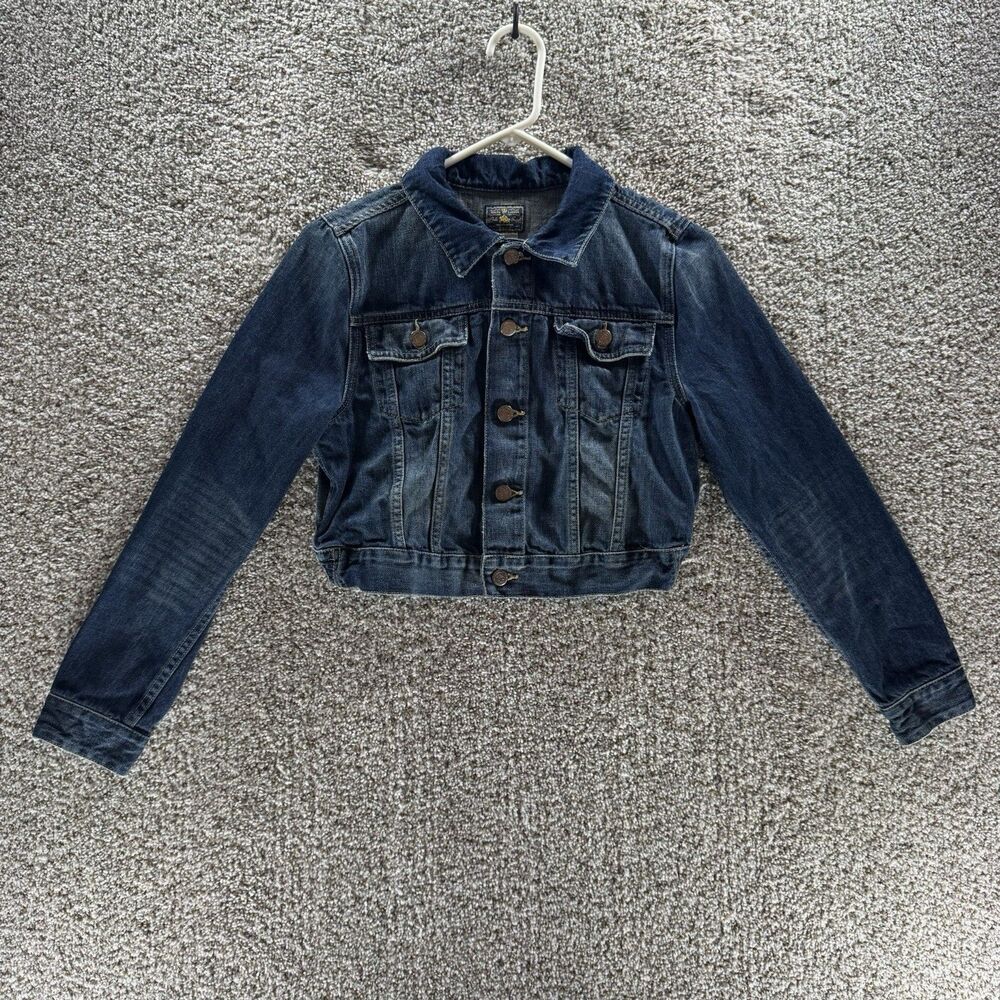 Polo Ralph Lauren Denim Jacket Girls 10 Blue Trucker Youth Cropped‎ Pockets Kids